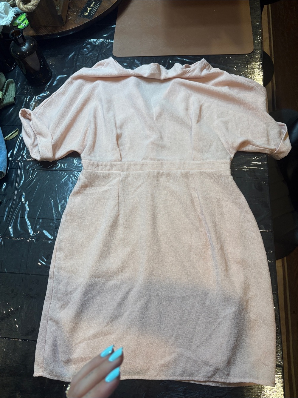 Vintage Soft Pink Textured Women's Dress